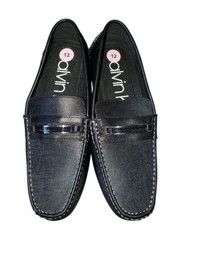 Calvin Klein Men’s Black Textured Slip-On Loafers Size 12
